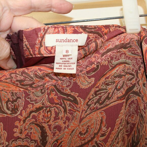 Sundance Rust Color Paisley Handkerchief Hem Silk Skirt Size 8 - Picture 5 of 6